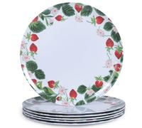 Gofunfun 6-Pack Melamine Dinner Plates - 10 Inch Lightweight, Durable & Unbreakable Round Plates for Indoor/Outdoor Use - Strawberry