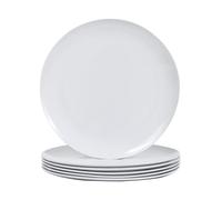 Gofunfun White Melamine Dinner Plates，6pcs Dishes Set，10inch Lightweight Round Plates，Scratch Resistant Unbreakable Serving Dishes，White