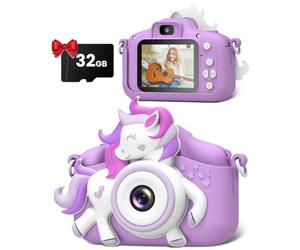 Gofunly Kids Camera, 1080P HD 2.0" Screen Digital Camera for Kids Ages 3-8 | Toys Selfie Camera with Memory Card, Unicorn Gifts for Girls, Birthday Christmas Presents for Childrens Toddler, Purple