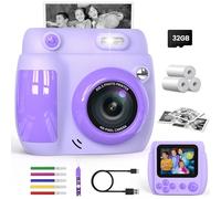 Gofunly Kids Camera Instant Print, 1080P 2.4'' Digital Camera for Kids with 32GB Card & 3 Rolls Print Paper, Birthday Gifts Toys for Boys Girls Ages 3-12,Purple
