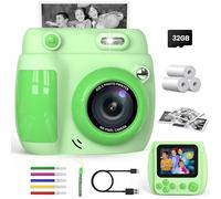 Gofunly Kids Camera Instant Print, 1080P 2.4'' Digital Camera for Kids with 32GB Card & 3 Rolls Print Paper, Birthday Gifts Toys for Boys Girls Ages 3-12,Green