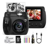 Gofunly Kids Camera Instant Print,1080P 2.4'' Digital Camera for Kids with 32GB Card & 3 Rolls Print Paper, Birthday Gifts Toys for Boys Girls Ages 3-10,Black