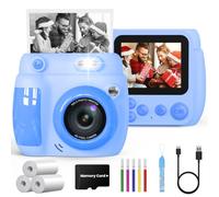 Gofunly Kids Camera Instant Print for Boys & Girls Ages 3-10, 2.4'' Screen | 1080P Digital Camera Funny Toys, Memory Card, 3 Rolls Print Paper, Birthday Christmas Presents for Childrens Gifts, Green