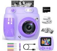 Gofunly Kids Camera Instant Print for Boys & Girls Ages 3-10, 2.4'' Screen | 1080P Digital Camera Funny Toys, Memory Card, 3 Rolls Print Paper, Birthday Christmas Presents for Childrens Gifts, Purple