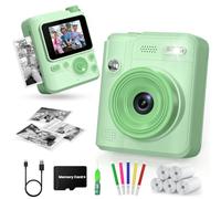 Gofunly Kids Camera Instant Print Funny Toys for Girls & Boys Ages 3-8 | 1080P Digital Camera for Toddler, Memory Card, 3 Rolls Print Paper, Birthday Christmas Presents for Childrens Gifts, Green
