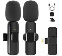 GOGARA Microphone for iPhone, 2 Pack Wireless Microphones, Mini Mic, Lavalier, Recording Lapel Mic, Plug-Play, Clip On Microphone with Noise Reduction for Interview/Tiktok (for iPhone14 and Below)