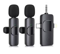 GOGARA Mini Microphone, 3 in 1 Wireless Microphone for iPhone, iPad, Android, Camera, Professional Wireless Lavalier Lapel Mics for Recording, YouTube, TikTok