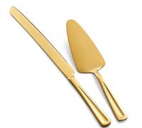 GoGeiLi Gold Cake Knife and Server Set, 13-inch(33cm) Stainless Steel Cake Cutting Set, Elegant Cake Cutter Set for Wedding, Birthday, Parties, Anniversary