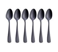 GoGeiLi Matte Black Dessert Spoon, Stainless Steel Satin Finish 6.8-inch(17.3cm) Teaspoon Coffee Spoon Set, Service for 6, Dishwasher Safe