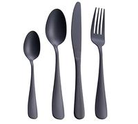 GoGeiLi Matte Black Silverware Set, 24-Piece Stainless Steel Satin Finish Flatware Cutlery Set, Service for 6, Dishwasher Safe