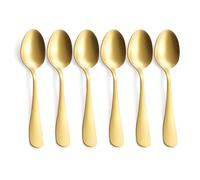 GoGeiLi Matte Gold Dessert Spoon Set, 6.8-inch Stainless Steel Satin Finish Gold Teaspoon, Coffee Espresso Spoon Set of 6, Dishwasher Safe
