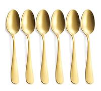 GoGeiLi Matte Gold Spoons Set, 7.8 Inch Stainless Steel Satin Finish Dinner Spoons, Gold Silverware Flatware Spoon Set of 6, Dishwasher Safe