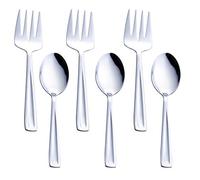 GoGeiLi Stainless Steel Serving Spoon and Serving Fork Set, Include 3 Large Serving Spoon and 3 Serving Fork, 9.5-inch Catering Serving Utensil Set, Dishwasher Safe