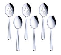 GoGeiLi Stainless Steel Serving Spoon Set, Include 3 Large Serving Spoon and 3 Slotted Spoon, 9.5-inch Catering Serving Spoon Set for Party, Banquet, Buffet, Dishwasher Safe