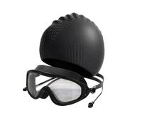 Goggles and Hat Set for Adults Silicone Long Hair Swim Cap with Clear View Glasses for Pool Lap Practice Swim Cap Goggles Set Long Hair Swimming Gear Pool Training Accessories Silicone Hat Anti Fog