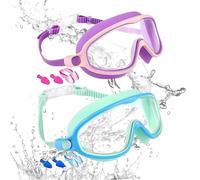 Goggles for Swimming | Wide View Swim Goggles for Kids - Anti-Fog No Leaking Eyewear with Nose Clip UV Protection for Diving Snorkeling Beach Pool Summer Girls Boys Youth