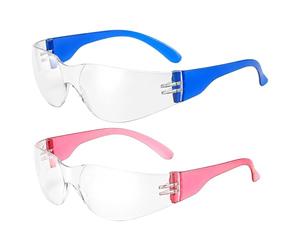Goggles Kids 6-14, Protective Goggles for Children, Eye Protection Goggles for Science Experiments and Outdoor Activities, Kids Safety Glasses with Clear Frame and Coloured Legs, Two Pairs Included