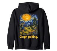 Gogh Golfing Starry Night Style Golfer Art Zip Hoodie
