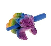 Goghost 3.5" Wooden Frog Guiro Rasp Instrument - Percussion Musical Tone Block Craft (Painted rainbow)
