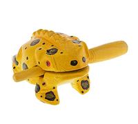 Goghost 3.5" Wooden Frog Guiro Rasp Instrument - Percussion Musical Tone Block Craft (Painted Yellow)