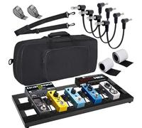 GOGHOST Guitar Pedal Board, 19.7x7.9x1.18", Aluminum Alloy Black PedalBoard with 4 pcs 6 inch Guitar Pedal Cable, Carrying Bag, Adhesive Hookside Tape