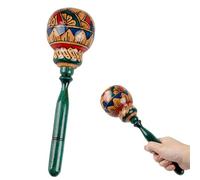 GOGHOST Large Wooden Maracas for Adults, 10.7" Professional African Hand Percussion Rattles, Handpaint Rumba Shaker Musical Instrument, Fiesta Mexican Party Favors(Green)