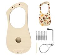 Goghost Lyre Harp 7 String DIY Kit, Wooden Instrument Kit Handmade with Basswood Body Strings Tuning Wrench Saddle Bridge Pins, Easy Assembly for Beginners and DIY Enthusiasts