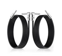 GOGHOST Short Guitar Cables 6.6 ft, Amp Chord Electric Guitar Aux Amp Cord Braided, TS 1/4 Quarter Inch Straight to Right Angle Bass Instrument Cable Pro Audio (Black, 2-Pack)