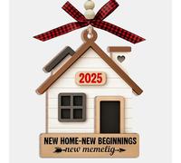 GoGi93Art New Home Beginnings 2025 - Layered Wood House Ornament Two Layer Design - First Christmas Decoration - Gift for New Homeowners and Families