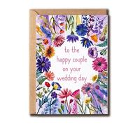 GoGi93Art To The Happy Couple On Your Wedding Day Card - Flower Wedding Anniversary Card - Perfect Greeting - Congrats Engagement - Couples