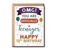 GoGi93Art You Are Officially A Teenager Card - Happy 13Th Birthday - Thirteenth Bday Celebrate Card - Perfect Greeting - For Niece - Daughter