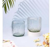 GoGiftid Upcycled 300ml Glasses Created Using Old Monk Rum Bottle - Retro Chunky Glassware | Handmade Barware for Rum, Whiskey & Cocktails | Gift for Him | Christmas Gifts (Pack of 2)
