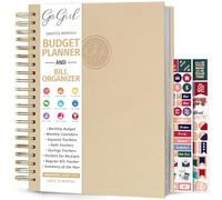 GoGirl Budget Planner & Monthly Bill Organizer - Monthly Financial Book with Pockets. Expense Tracker Notebook Journal, Large (Seashell)