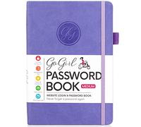 GoGirl Password Book Keeper with Alphabetical Tabs, 13.5 x 19cm, Lavender | Internet addresses and passwords, medium 13.5 x 19cm logbook for organized website login records, large print for seniors