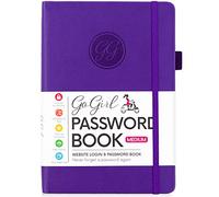 GoGirl Password Book Keeper with Alphabetical Tabs, 13.5 x 19cm, Purple | Internet addresses and passwords, medium 13.5 x 19cm logbook for organized website login records, large print for seniors
