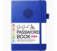 GoGirl Password Book Keeper with Alphabetical Tabs, 13.5 x 19cm, Royal Blue | Internet addresses and passwords, medium 13.5 x 19cm logbook for organized website login records, large print for seniors