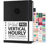 GoGirl Planner PRO Schedule - Undated Planner with Hourly Time Slots, Monthly, Weekly & Daily Organizer, Appointment Book for time Management, 18 x 25.5cm, Hardcover, Lasts 1 Year - Black