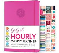 GoGirl Weekly Schedule Planner - Hourly Work & Life Planner with Time Slots - Vertical Agenda Organizer for Daily Productivity, A5 (Hot Pink)