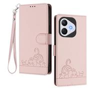 GOGME Case for Huawei Honor 400 Lite 5G - Shockproof Cover Cute Cat Embossed Leather Wallet with Card Slots/Cash Pocket/RFID Blocking/Stand Function, Green