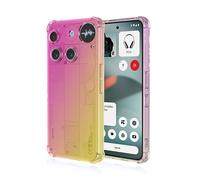 GOGME Case for Nothing Phone (3), [Reinforced Corners ] Ultra-Slim Silicone TPU Soft [Crystal Clear] Protection Bumper, Gradient Color Cover (Pink/Gold)