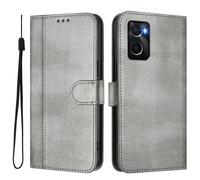 GOGME Case For OPPO A36 / A76 / Realme 9i - Stylish TPU Leather Cover With Wallet Function, Magnetic Bumper Shell, Full Protection, Gray