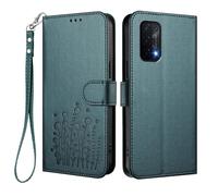 GOGME Case for OPPO A74 5G / A54 5G, Elegant Floral Leather Cover with TPU Bumper, Shockproof Stand Shell & Wallet Design - Dark Green
