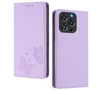 GOGME Case for Oukitel C3 2025, Premium Leather Flip Cover with Butterfly Emboss, Card Holder, Kickstand, Shockproof Bumper, Wallet Shell - Light Purple