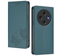 GOGME Case for Oukitel C5 2025, Premium Leather Flip Cover with Butterfly Emboss, Card Holder, Kickstand, Shockproof Bumper, Wallet Shell - Dark Green