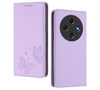 GOGME Case for Oukitel C5 2025, Premium Leather Flip Cover with Butterfly Emboss, Card Holder, Kickstand, Shockproof Bumper, Wallet Shell - Light Purple