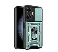GOGME Case for Realme GT8 Pro, TPU Liner + PC Hybrid Cover, Shockproof Anti-Scratch Case with Ring Holder and Sliding Camera Cover. Green
