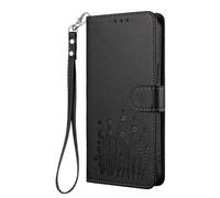 GOGME Case for Xiaomi Poco F7 Pro, Elegant Floral Leather Cover with TPU Bumper, Shockproof Stand Shell & Wallet Design - Black