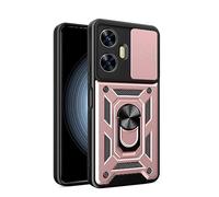GOGME Case for Xiaomi Redmi 15C 4G, TPU Liner + PC Hybrid Cover, Shockproof Anti-Scratch Case with Ring Holder and Sliding Camera Cover. Rose Gold