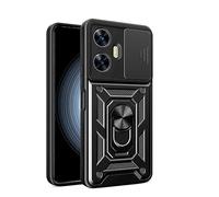 GOGME Case for Xiaomi Redmi 15C 4G, TPU Liner + PC Hybrid Cover, Shockproof Anti-Scratch Case with Ring Holder and Sliding Camera Cover. Black