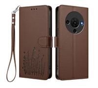 GOGME Case for ZTE Blade A76 5G, Elegant Floral Leather Cover with TPU Bumper, Shockproof Stand Shell & Wallet Design - Brown